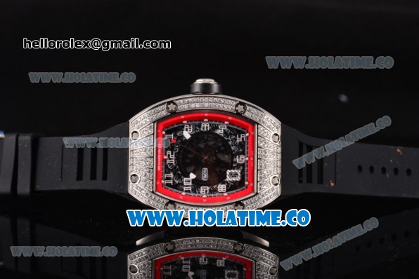 Richard Mille RM010 Miyota 9015 Automatic Steel/Diamonds Case with Skeleton Dial and Red Inner Bezel - Click Image to Close